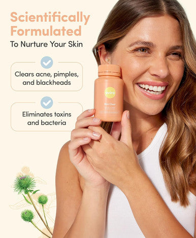 Ovira Skin Clear With Zincbright - 60 Capsules For Clear And Glowing Skin Rosacea & Hormonal Acne Treatment Support Collagen Production Acne Supplements For Women & Men - Pack Of 1