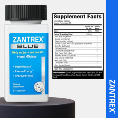Zantrex Blue Energy & Thermogenesis Boost Energy | Weight Loss Supplement for Appetite Control, Increased Calorie Burn and Supports GLP-1 Levels | 60 Count
