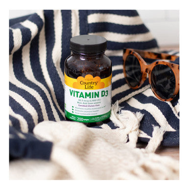 Country Life Vitamin D3 Non-Fish 2500 Iu 200 Softgels Certified Gluten Free