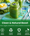 Nutrachamps Super Greens Powder Premium Superfood | 20+ Organic Green Veggie Whole Foods | Wheat Grass Spirulina Chlorella & More | Antioxidant Digestive Enzyme & Probiotic Blends