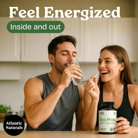 Atlantic Naturals Sea Moss with Spirulina Superfood Capsules Multivitamin Supplement Supports Healthy Iron and Immune Health Alternative to Seamoss Gel and Powder Irish Sea Moss Capsules (120 ct)