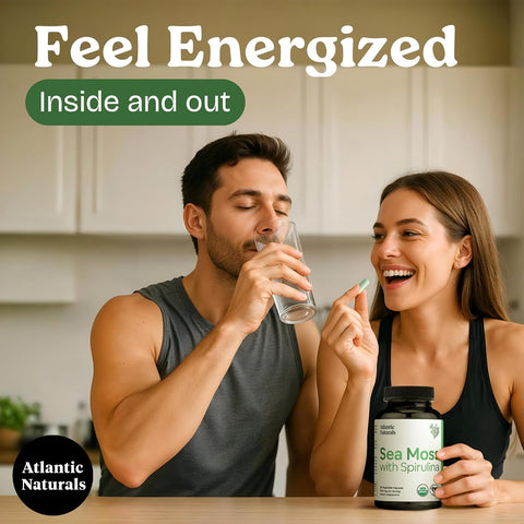Atlantic Naturals Sea Moss With Spirulina Superfood Capsules - Multivitamin Supplement Supports Healthy Iron And Immune Health Alternative To Seamoss Gel And Powder - Irish Sea Moss Capsules (120 Ct)