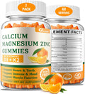 (2 Pack) Calcium Magnesium Zinc Gummies With Vitamin D3 & K2 - Sugar Calcium Gummies For Women And Men - Bone & Immune Support - Non-Gmo, Gluten-Free, Orange Flavored - 120 Count