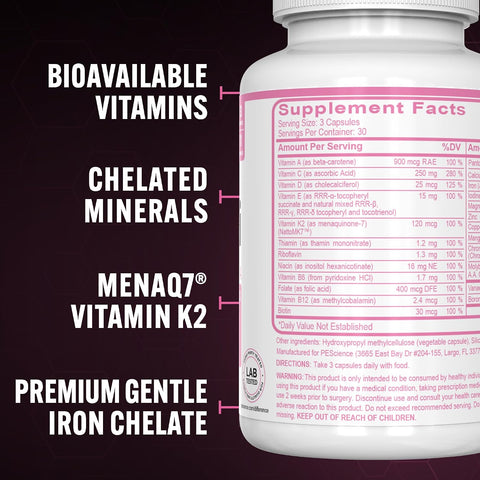 Pescience Trumulti Multivitamin For Men Daily Formula With Premium Vitamin C D Zinc Chromium Picolinate Supplement For Immune Support Chelated Minerals 90 Easy To Swallow Capsules