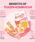 Teazen 4 Flavors 40 Sticks Variety Pack Kombucha Peach Pineapple Mango Guava Shine Muscat Flavor (40 Sticks)