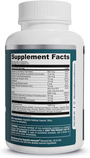Essential Elements Hair Hero - Broad-Spectrum Hair Formula - Healthy Hair, Skin, And Nails - 5000 Mcg Biotin 30 Day Supply (2-Pack)