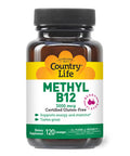 Country Life Methyl B12 Supports Energy & Stamina 3000Mcg 120 Lozenges Certified Gluten Free Certified Vegan Certified Halal