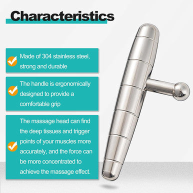 2 In 1 Trigger Points Massage Tool Stainless Steel T-Bar Deep Tissue Massage Tool For Pain Relief Full-Body Fascial Relaxation Ideal For Shoulders, Neck, Legs, And Arms Perfect For Sports Therapy