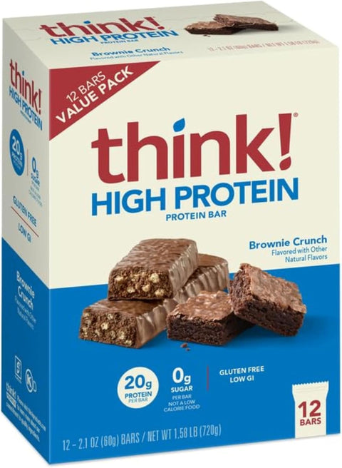 think! Protein Bars, High Protein Snacks, Gluten Free, Kosher Friendly,Variety Pack, Nutrition Bars, 2.1 Oz per Bar, 12 Count (Packaging May Vary)
