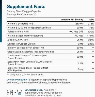 Areds 2 Eye Vitamins w/ Lutein Zeaxanthin Bilberry Extract Supports Eye Strain Dry Eyes and Vision Health 2 AwardWinning Clinically Proven Eye Vitamin Ingredients Lutein Blend for Adults