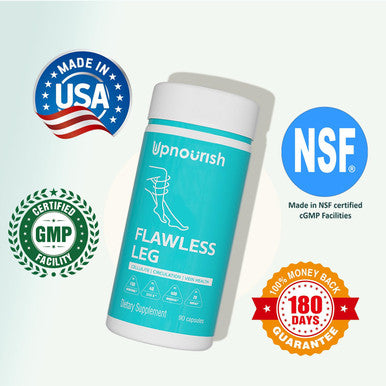 Upnourish Anti Cellulite And Varicose Veins Support, Restless Leg Relief, Leg Circulation Booster With Caviar Collagen, Sod, Butchers Broom & Horse Chestnut Capsules, 90 Ct