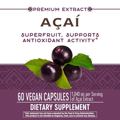 Nature'S Way Premium Acai Extract Superfruit, Supports Antioxidant Activity*, 60 Vegan Capsules