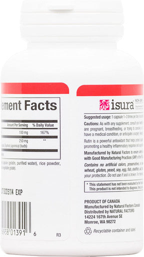 Natural Factors Rutin 250mg A Citrus Bioflavinoid 90 Capsules