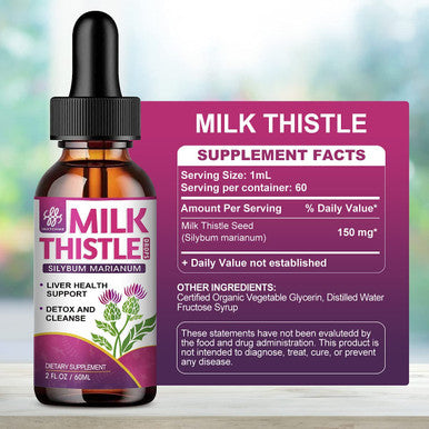 iMATCHME Milk Thistle Liquid Drops, Liver Support Supplement for Liver Cleanse Detox & Repair, Milk Thistle Extract Organic, Non-GMO, Alcohol-Free, Vegetarian & Gluten-Free (2 Fl.Oz)