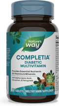 NatureS Way Completia Diabetic Multivitamin Provides Essential Nutrients With Alpha Lipoic Acid Cinnamon Fenugreek Taurine Lutein High Potency BVitamins 60 Tablets (Packaging May Vary)