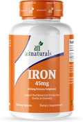 Aitnaturals Iron - 45mg (100 Tablets)| High potency Ferrous Sulphate for Red Blood Cell Production Active Brain Function Prevent Iron Deficiency| Enhance Muscle growth& Regulate Body Temperature