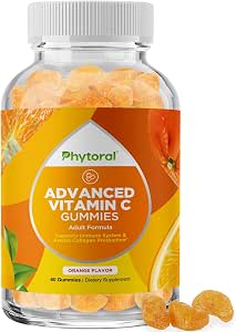 Phytoral Natural Vitamin C Gummies for Adults High Potency Vitamin C Immune Support Gummies Ascorbic Acid Chewable Immune Booster for Adults with Powerful Brain Vitamins Supplements