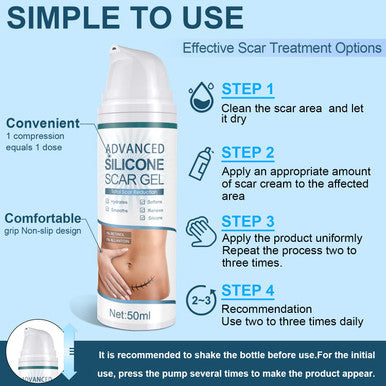 Advanced Scar Cream, Silicone Scar Gel, Treats Old And Scars, Reduces The Appearance Of Scars From, Body, Face, Stretch Marks, Surgical Scar, Keloids, Acne, Burns And More, 1.7 Oz