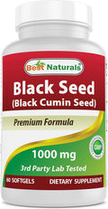 Best Naturals 2 Packs Black Seed Oil Capsules 1000 mg (Non-GMO) Nigella Sativa - 100% Cold Pressed Black Cumin Seed Oil Pills Contains Thymoquinonoe 60 Count (Total 120 Softgels)