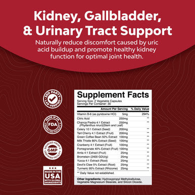 Herbal Uric Acid Cleanse and Detox - Essential Daily Kidney Cleanse and Uric Acid Support for Adults - Joint Support Supplement and Detox Cleanse with Tart Cherry Extract Capsules for Men and Women