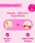 Pink Stork Detox Gummies ACV Gummies with Ginger to Support Detox and Debloat Metabolism Gut Health and Digestion Chewable Apple Cider Vinegar Gummies - 44 Count