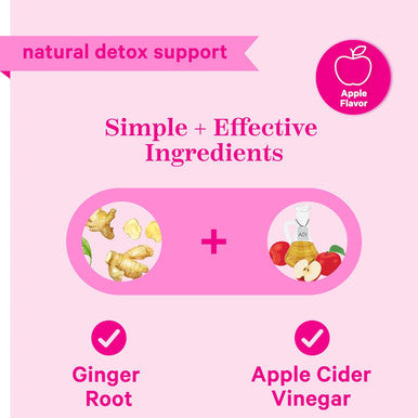 Pink Stork Detox Gummies ACV Gummies with Ginger to Support Detox and Debloat Metabolism Gut Health and Digestion Chewable Apple Cider Vinegar Gummies - 44 Count