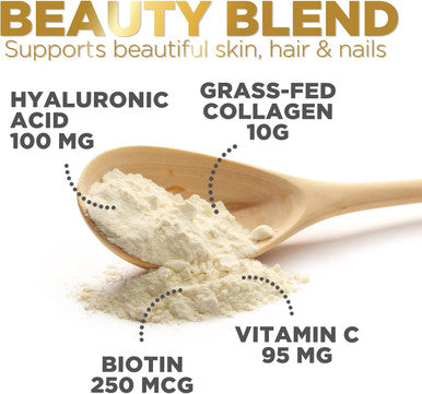 Nature'S Nutrition Collagen Peptides Powder With Hyaluronic Acid and Biotin Citrus Flavored 10g Grass Fed Collagen Powder for Women with Type I & III Collagen Supplements Hair Nail Skin & Joint Support - 30 Servings