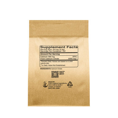 PURE ORIGINAL INGREDIENTS Calcium Citrate (1Lb) Calcium Supplement, No Additives Or Fillers
