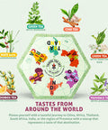 Acorus Travel Tea Set | Round-The-World Trip of Your Dreams with Selection of Teas You Have Never Tasted Before | Assorted Tea Set | Herbal and Fruit Variety Pack | 60 Tea Bags