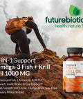 Futurebiotics Omega-3 Fish + Krill Oil 1000 MG Omega-3 EPA/DHA & Astaxanthin, Heart, Brain, Joint & Eye Support - Non-GMO, 120 Softgels (60 Servings)