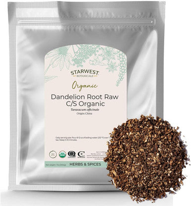 Starwest Organic Raw Dandelion Root Tea [1 Pound] Bulk Cut & Sifted (C/S) Loose Tea