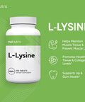 Nui Nutra L-Lysine Tablets Supplement | 1000mg | 100 Tablets | Skin, Bone, Lip, & Gum Support | Promotes Healthy Tissue and Collagen Levels | Non-GMO & Gluten Free | for Men & Women