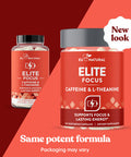 Eu Natural Elite Caffeine Pills with L-Theanine Jitter- Focused Energy Supplements Clean & Natural Nootropic Stack for Smart Cognitive Performance 120 Soft Capsules