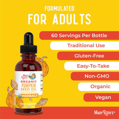 Maryruth Organics Pumpkin Seed Oil Cold Pressed | 2 Month Supply | USDA Organic Pumpkin Seed Liquid Drops for Men and Women | Urinary Health in Men | Sugar | Vegan | Non-GMO | 60 Servings