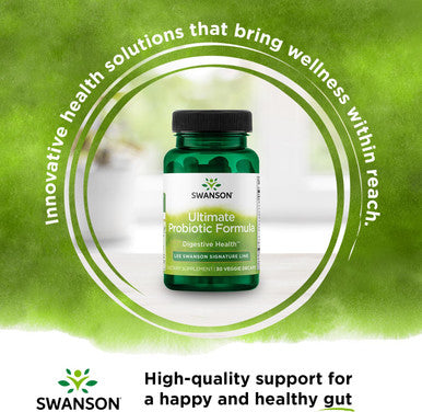 Swanson Ultimate Probiotic Formula Digestive Health Immune System Support 66 Billion CFU Prebiotic NutraFlora scFOS 30 DRcaps Veggie Capsules (Caps)