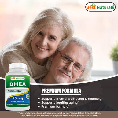 Best Naturals Dhea 25mg Supplement 240 Tablets - Supports Balanced Hormone Levels for Men & Women - Promotes Healthy Aging - USA Manufactured