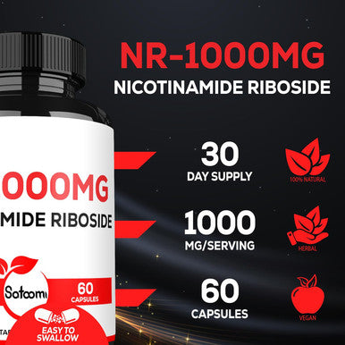 1000Mg Nad Supplement With Nicotinamide Riboside Nr - Cellular Support, Aging Health, Overall Wellness - 60 Count Supply For 30 Days