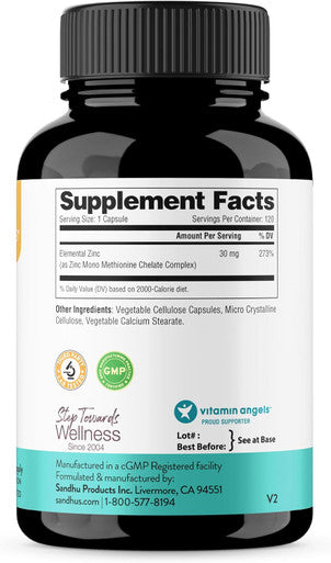 Sandhu'S Zinc 30Mg 120 Count Supplement4 Months SupplyMade In The Usa Immune & Antioxidant Support High Potency & Superior Absorption Capsules