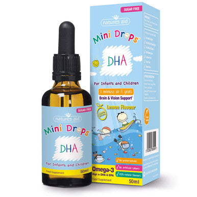 Natures Aid DHA Omega-3 Mini Drops for Infants and Children Sugar Free 50 ml