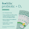True Grace True Littles - 30 Individual Stick Packs - Kids Daily Probiotic + Vitamin D3 for Immune & Digestive Health - Gluten Soy Dairy - 30 Servings