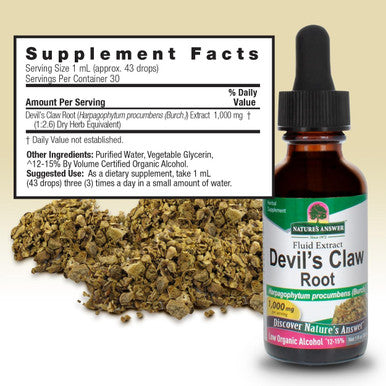 Nature'S Answer Devils Claw Root Herbal Extract Supplement with Organic Low Alcohol 1 Ounce | Joint Support