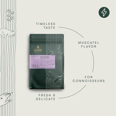 Luxmi Estates - Queen of the Hills - Organic Black Tea - Loose Leaf - 250g (125 cups) | Freshly Harvested Organic Darjeeling Tea | Best Natural Flavor Tea The World Has To Offer