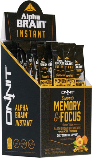 Onnit Nootropic Stack - Alpha Brain Capsules (30ct) + Alpha Brain Instant - Natural Peach (30ct)