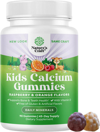 Natures Craft Delicious Kids Calcium Gummies - Toddler Vitamin D and Calcium Gummies for Children - Kids Vitamin Gummies with Calcium and Vitamin D for Muscle Bone and Teeth Development - Kosher Childrens Gummies