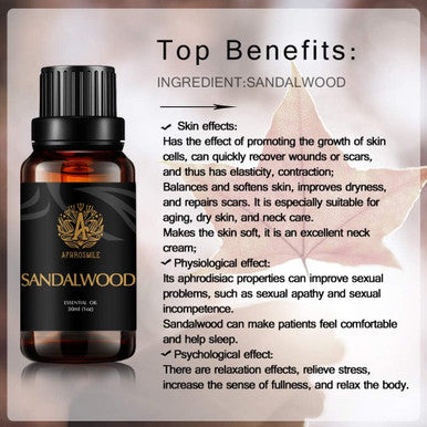 Sandalwood Aromatherapy Essential Oil Fragrance, 100% Pure Sandalwood Scent Essential Oil for Diffuser, Humidifier, 1oz - 30ml Therapeutic Grade Aromatherapy Sandalwood Essential Oil Perfume for Home