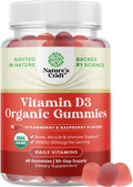 Natures Craft Organic Vitamin D Gummies for Adults - Daily Immune Support Gummies with Vegan Vitamin D3 2000IU - USDA Organic Vitamin D3 Gummies for Adults Wellness - Non GMO Gluten - 1 Month Supply
