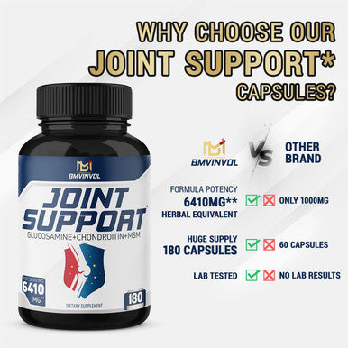 Premium Joint Support Supplement 180 Capsules 12 in 1 with Glucosamine Chondroitin MSM Turmeric Resveratrol Boswellia Serrata Black Pepper