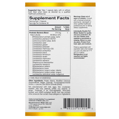 Lactobif Probiotics, 65 Bllion Cfu, 20 Active & Clinically Researched Probiotic Strains, Soy-Free, Sugar-Free, Vegetarian, Individually Double-Foil Blister Sealed, 30 Veggie Capsules