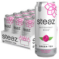 Steaz Organic Green Tea Zero Calorie Half & Half (12 Pack) Antioxidant Brew 65mg Natural Caffeine Vitamin C Stevia Sweetened Iced Tea Vegan Fair Trade 12 Cans 16 fl oz (473mL)
