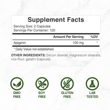 Deal Supplement Apigenin 100mg Per Serving 240 Capsules Raw Plant Extract from Chamomile Flower Active Bioflavonoids & Antioxidants Sleep & Relaxation Supplement Non-GMO